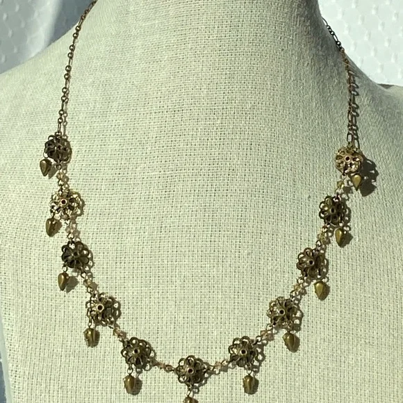 Liz Palacios Signed Pear-Shaped CrystalFlower Choker Necklace - Picture 3 of 14